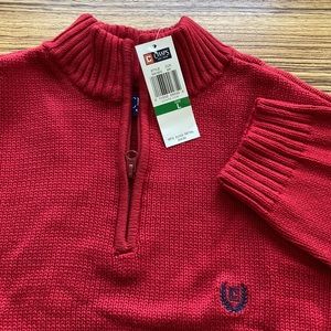 NEW Chaps Sweater 1/4 zip Knit Long Sleeves Red Men's Size L Large